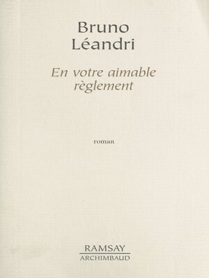 cover image of En votre aimable règlement
